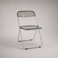 Klappstuhl aus transparentgrauem Polycarbonat mit verchromtem Stahlgestell, 47 × 50 × 75 cm