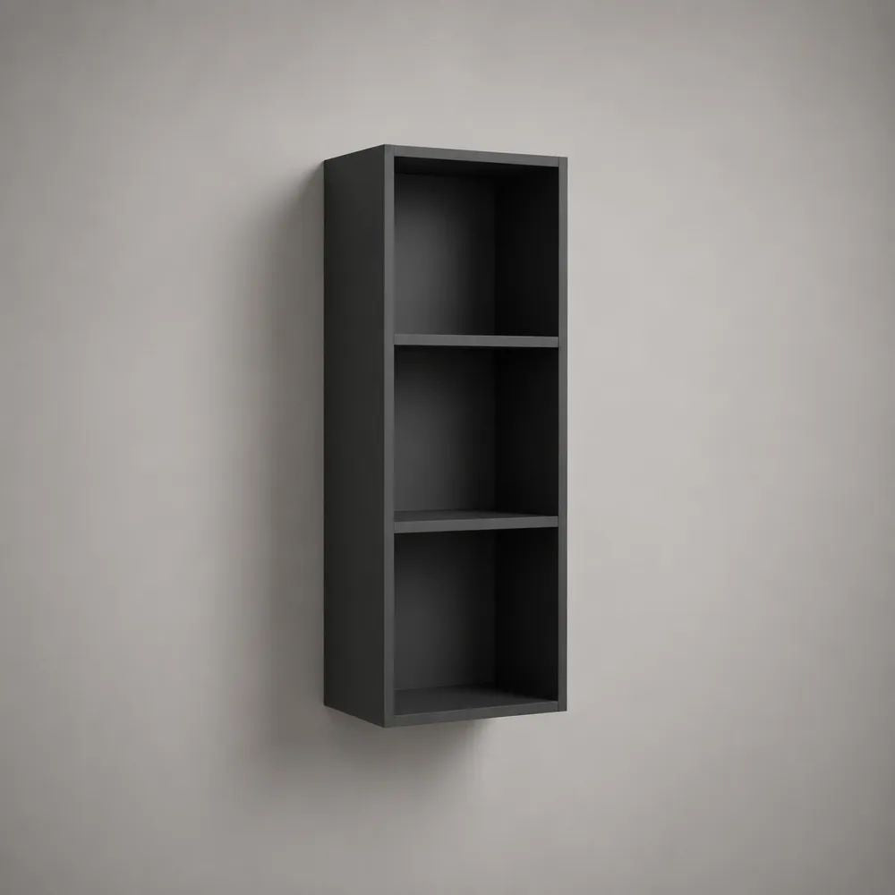 Wandregal Hängeregal mit 3 Fächern aus MDF, rechteckig, Schwarz, 30 × 20 × 80 cm