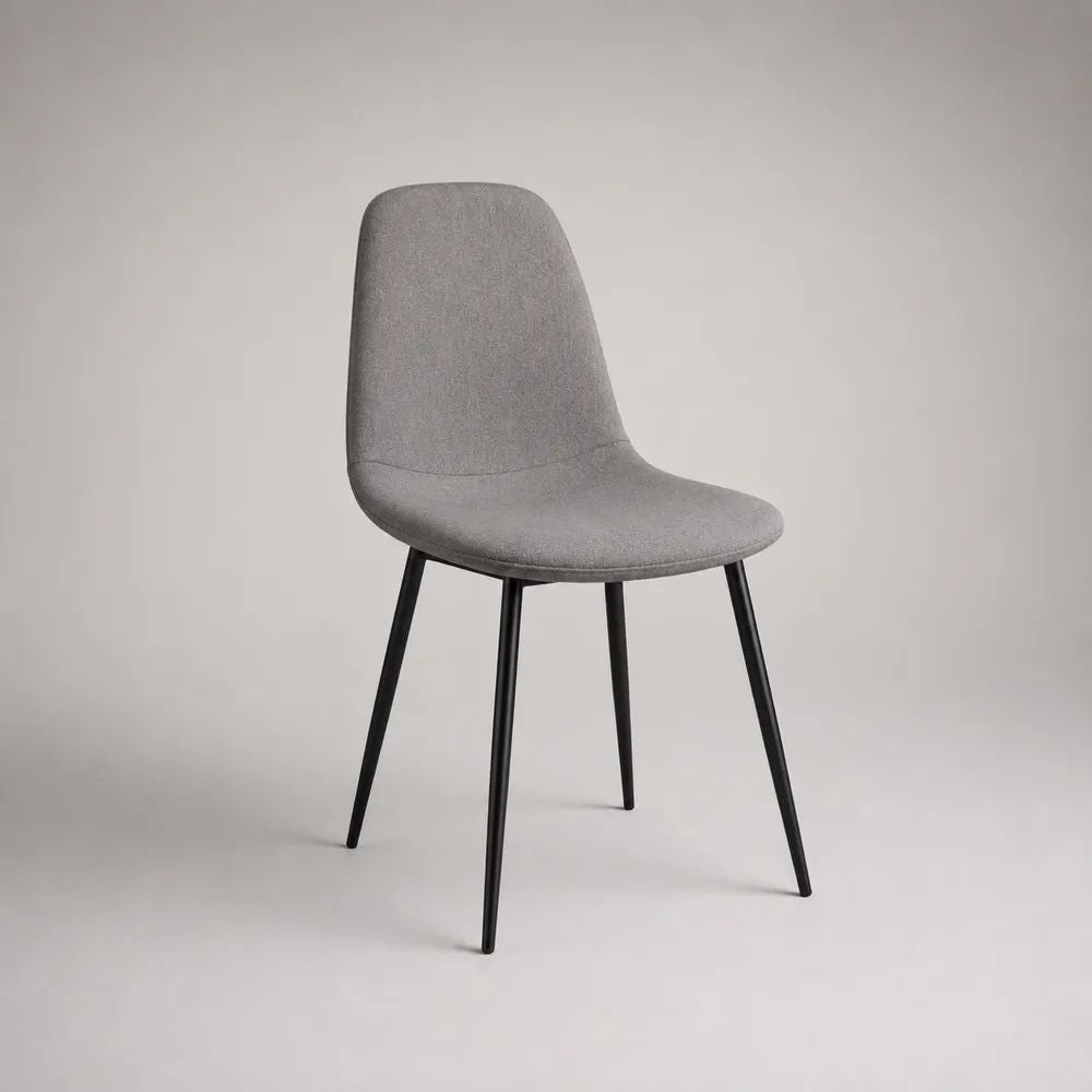 Gepolsterter Esszimmerstuhl mit Polyesterbezug und Stahlbeinen, Grau/Schwarz, 86 x 49 x 55 cm