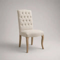 Gepolsterter Esszimmerstuhl mit Stoffbezug, Knopfheftung und Massivholzbeinen, Beige/Hellbraun, 50 × 62 × 100 cm